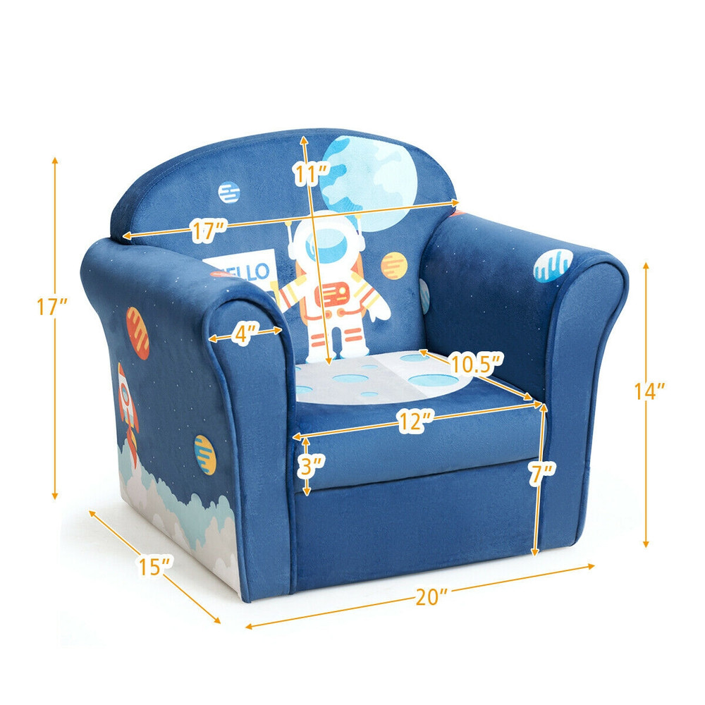 Kids Elephant Astronaut Crocodile Lion Upholstered Sofa Chair with Armrest, Cozy Toddler Couch for Reading, Playing