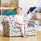Double Kids Dinosaur Sofa Children Armrest Couch, Soft Velvet Toddler Chair with Backrest, Lightweight, ASTM Certified