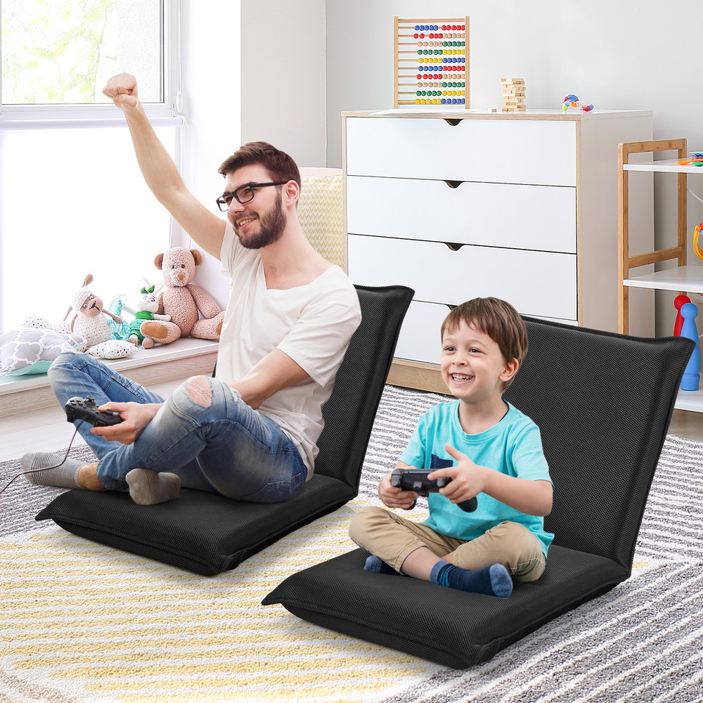 Adjustable 6 Positions Folding Lazy Man Sofa Chair, Floor Chair with Back Support, Padded Seat, Portable Recliner