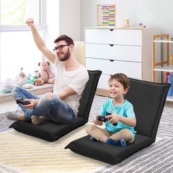 adjustable 6 positions folding lazy man sofa chair, floor chair with back support, padded seat, portable recliner