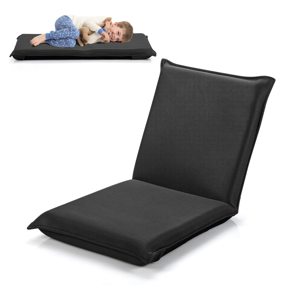 Adjustable 6 Positions Folding Lazy Man Sofa Chair, Floor Chair with Back Support, Padded Seat, Portable Recliner