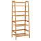 4-Tier Bamboo Plant Rack with Guardrails, Space-Saving Ladder Shelf for Indoor Outdoor Display, Books, Storage & Flower