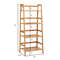 4-Tier Bamboo Plant Rack with Guardrails, Space-Saving Ladder Shelf for Indoor Outdoor Display, Books, Storage & Flower