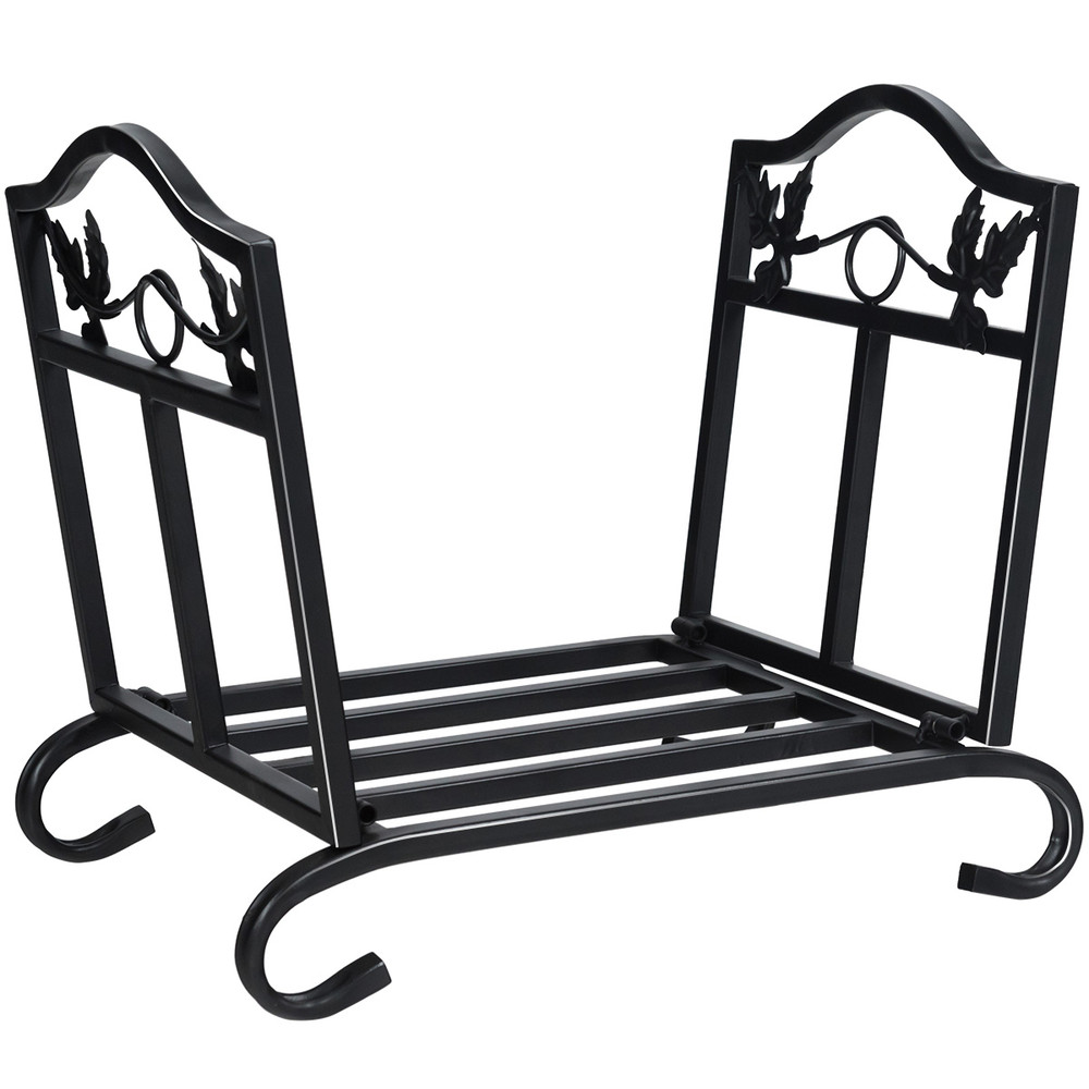 Foldable Firewood Log Rack Steel Wood Storage Holder, Heavy-Duty Outdoor Indoor Firewood Stand for Fireplace, Fire Pit