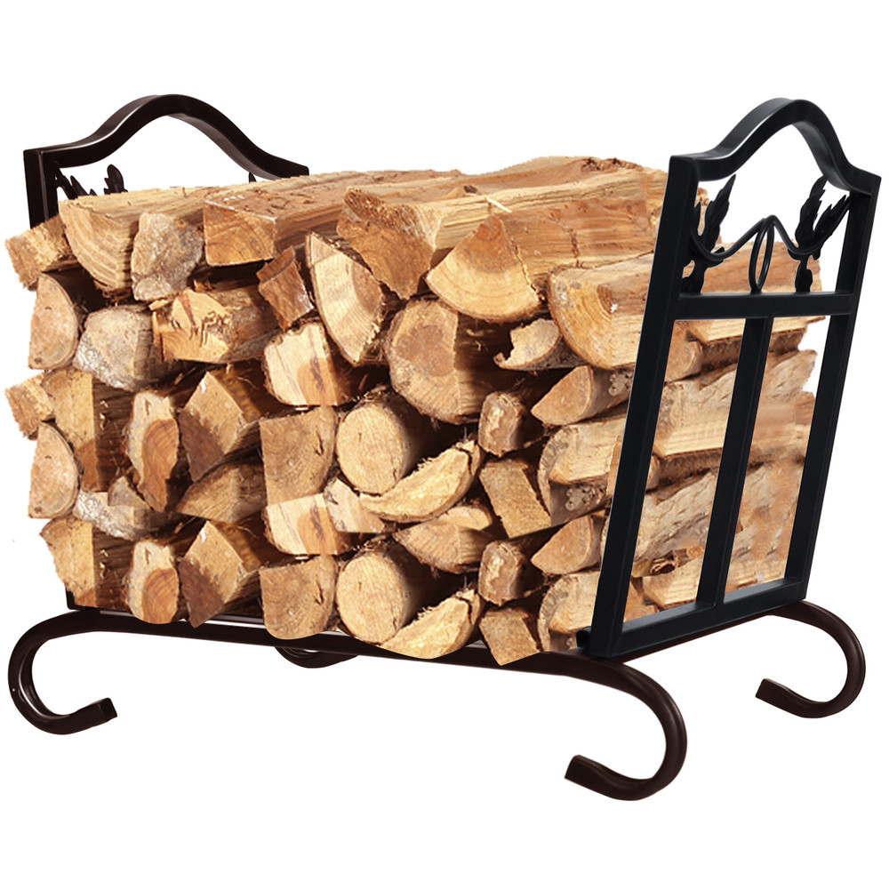 Foldable Firewood Log Rack Steel Wood Storage Holder, Heavy-Duty Outdoor Indoor Firewood Stand for Fireplace, Fire Pit