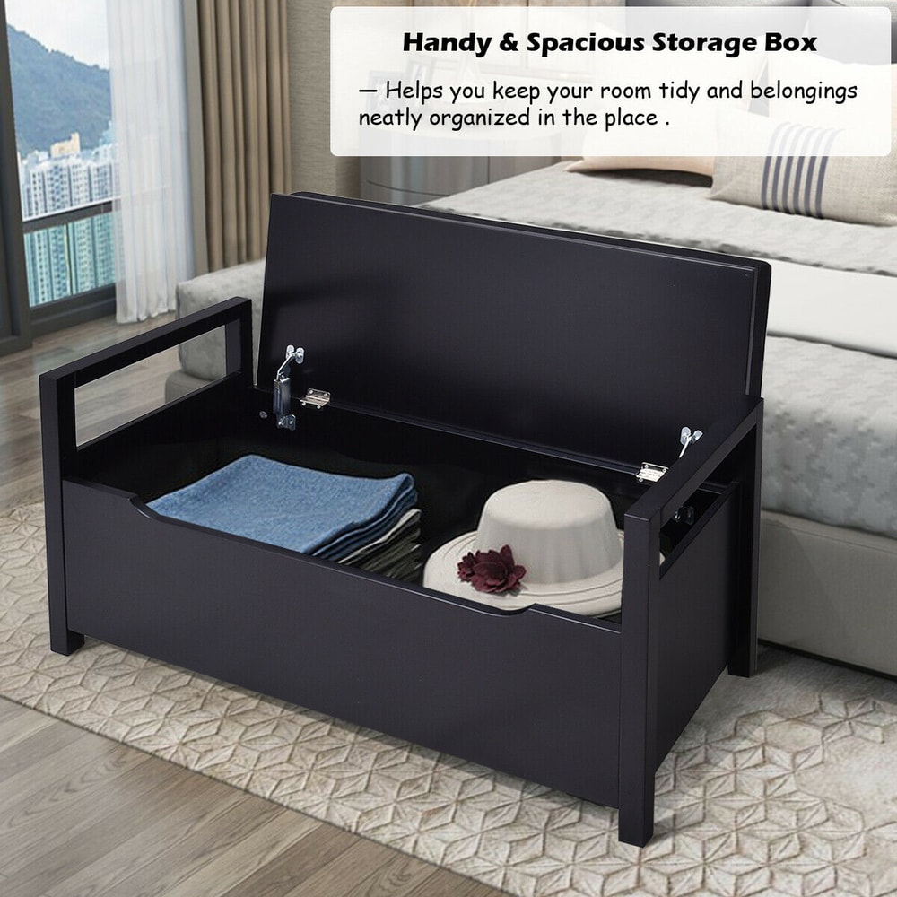 Shoe Storage Bench with Cushion Seat, Entryway Hallway Organizer with Hidden Compartment & Padded Top