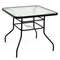 32 Inch Patio Tempered Glass Steel Frame Square Table Outdoor Dining Coffee Furniture