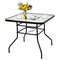 32 Inch Patio Tempered Glass Steel Frame Square Table Outdoor Dining Coffee Furniture