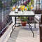 32 Inch Patio Tempered Glass Steel Frame Square Table Outdoor Dining Coffee Furniture