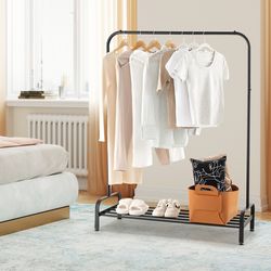 heavy duty clothing rack with top rod & storage shelf sturdy garment rack for closet organization & clothes display