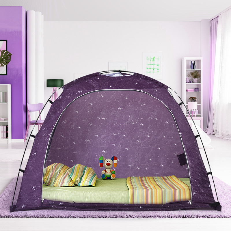 Starlight Bed Tent, Indoor Privacy Play Tent with Carry Bag for Kids & Adults, Breathable Polyester Canopy with Tablet