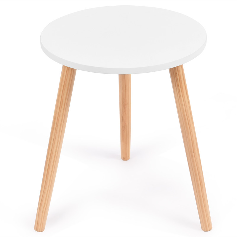 Round Coffee Table 16 Diameter Minimalist Modern Side Table with Beech Wood Legs, Perfect for Apartments & Home Decor