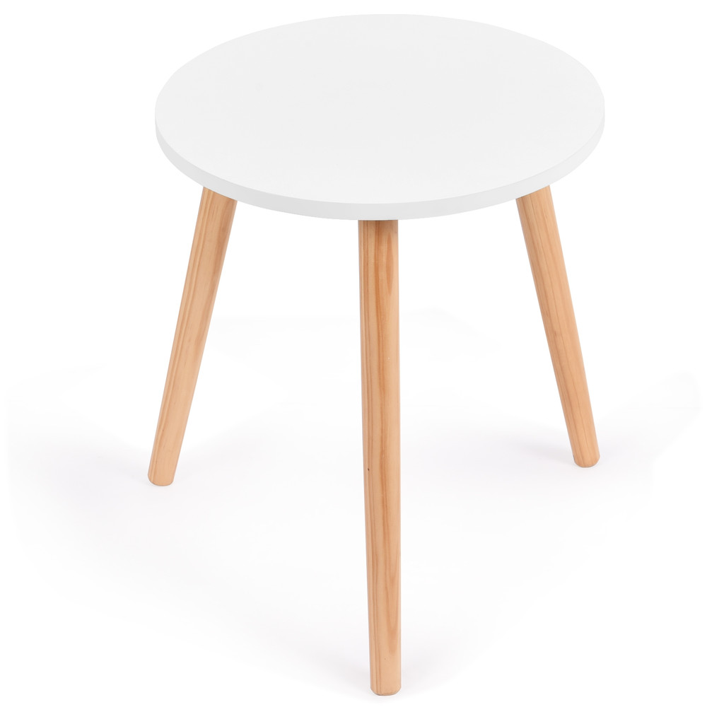 Round Coffee Table 16 Diameter Minimalist Modern Side Table with Beech Wood Legs, Perfect for Apartments & Home Decor