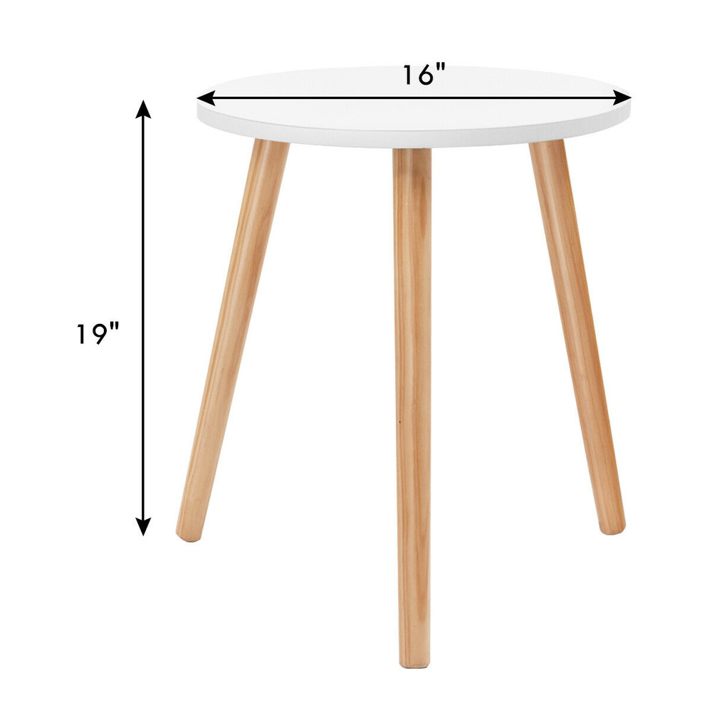 Round Coffee Table 16 Diameter Minimalist Modern Side Table with Beech Wood Legs, Perfect for Apartments & Home Decor