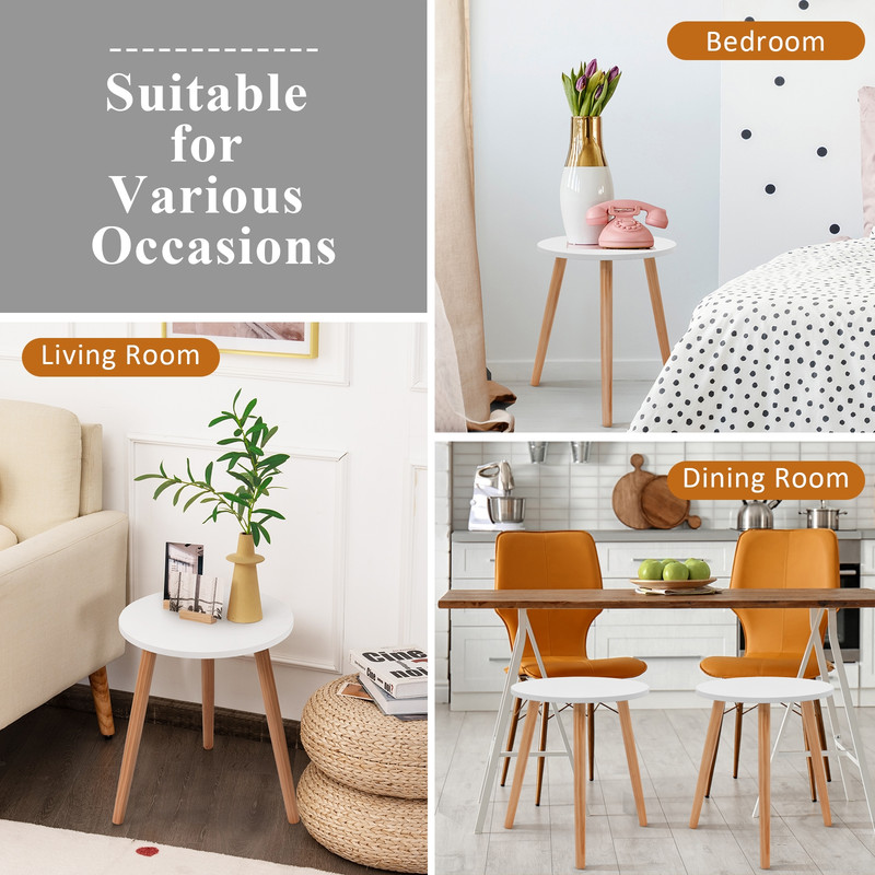 Round Coffee Table 16 Diameter Minimalist Modern Side Table with Beech Wood Legs, Perfect for Apartments & Home Decor