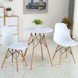 modern set of 2 mid century dsw dining chairs blue plastic seats with beech wood legs,ergonomic side chairs