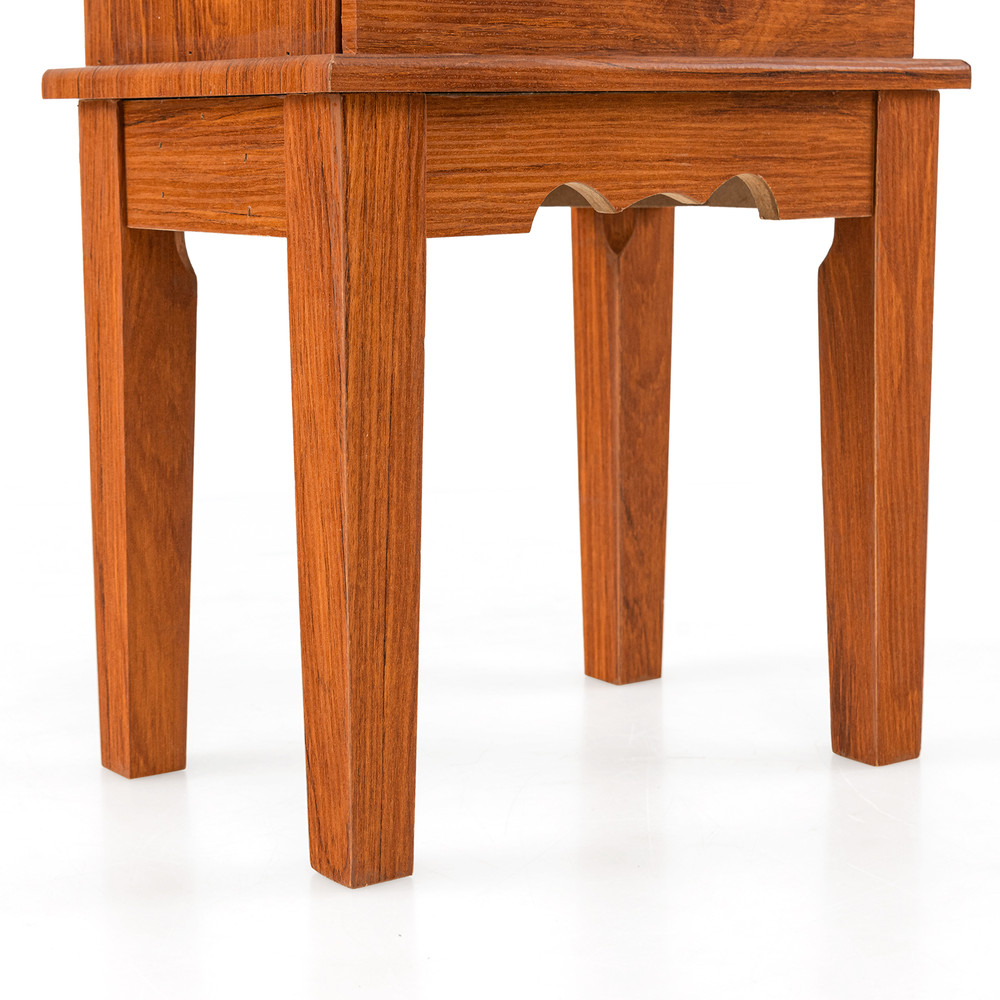 Vintage Jewelry Storage Standing Cabinet with Top Flip Makeup Mirror Large Jewelry Organizer with Mirror & Flannel Lin