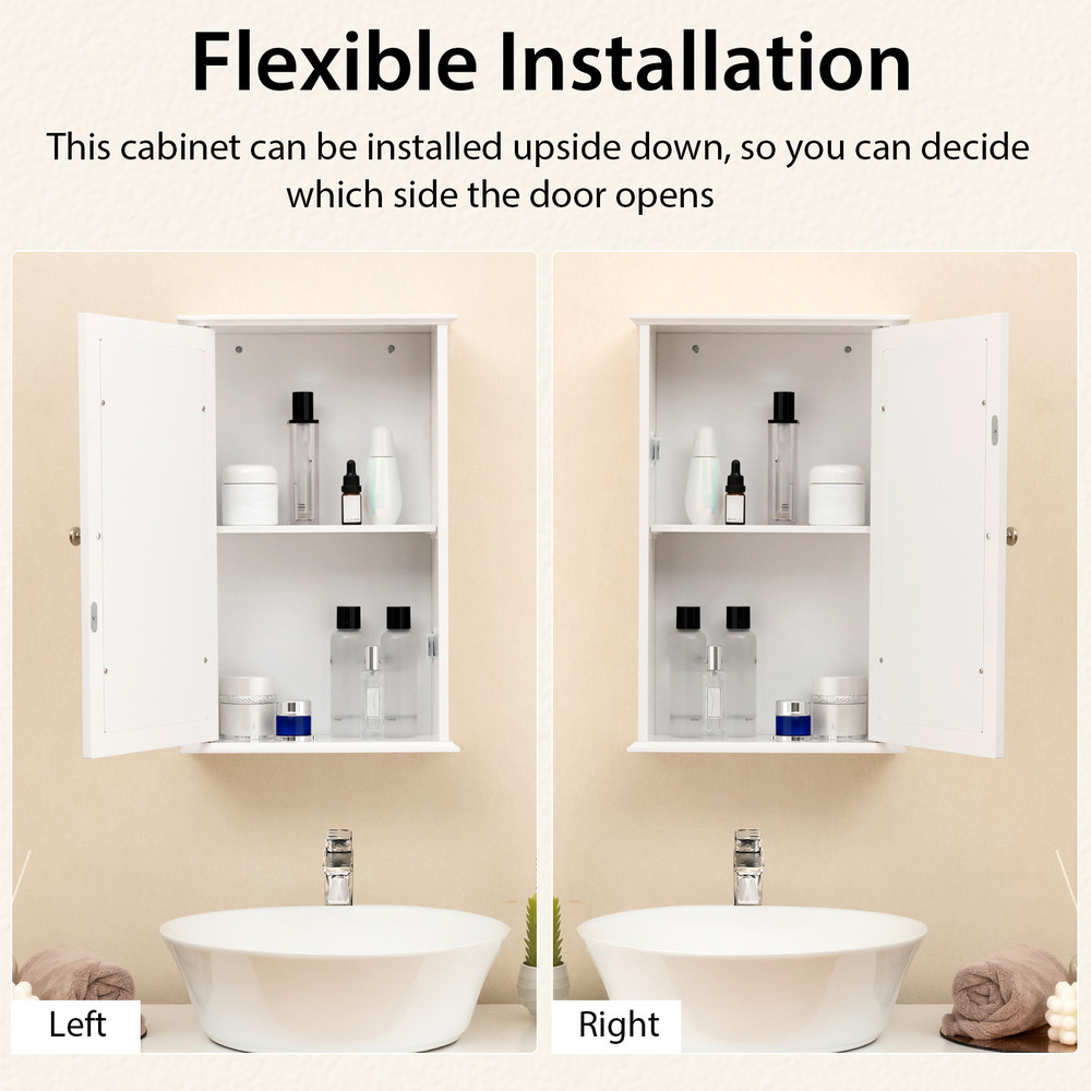 Bathroom Wall Cabinet with Single Mirror Door Adjustable Shelf, Space-Saving Storage