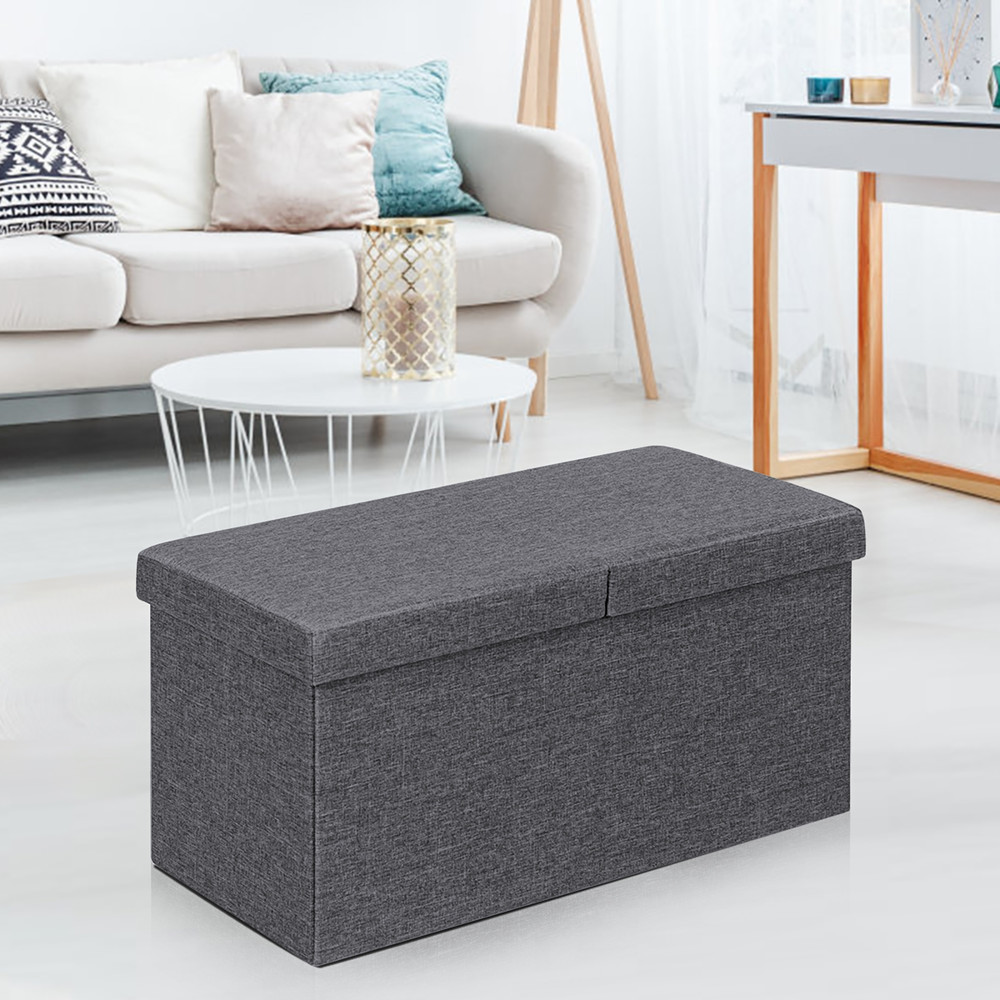 Lift Top Folding Storage Ottoman MultiPurpose Storage Bench With Padded Seat Durable Fabric For Ho 5