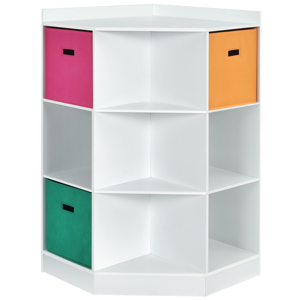 Modern Kids Storage Shelf Children Corner Cabinet With Colorful Baskets Compact Storage Organizer F 0
