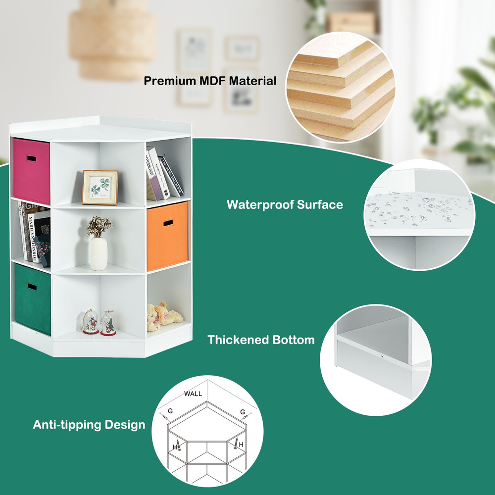 Modern Kids Storage Shelf Children Corner Cabinet With Colorful Baskets Compact Storage Organizer F 5