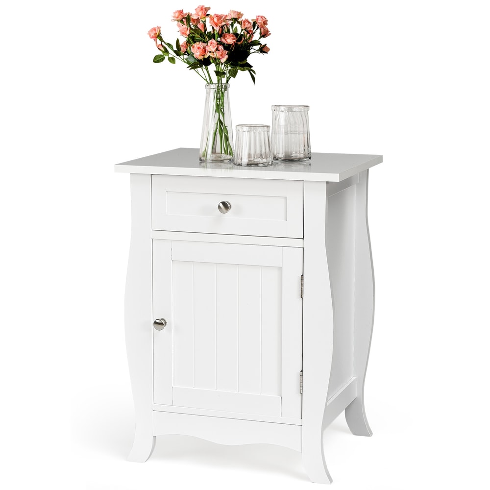 Modern Wooden Accent End Table Nightstand With Drawer And Storage Cabinet For Small Spaces 7