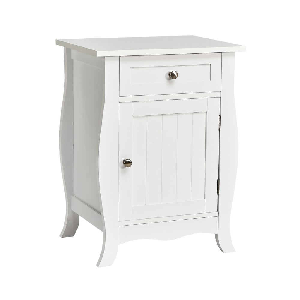 Modern Wooden Accent End Table Nightstand With Drawer And Storage Cabinet For Small Spaces 0