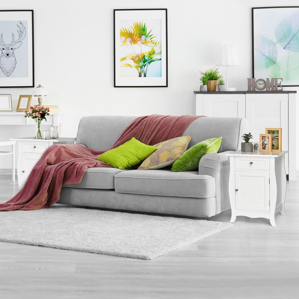 Modern Wooden Accent End Table Nightstand With Drawer And Storage Cabinet For Small Spaces 4