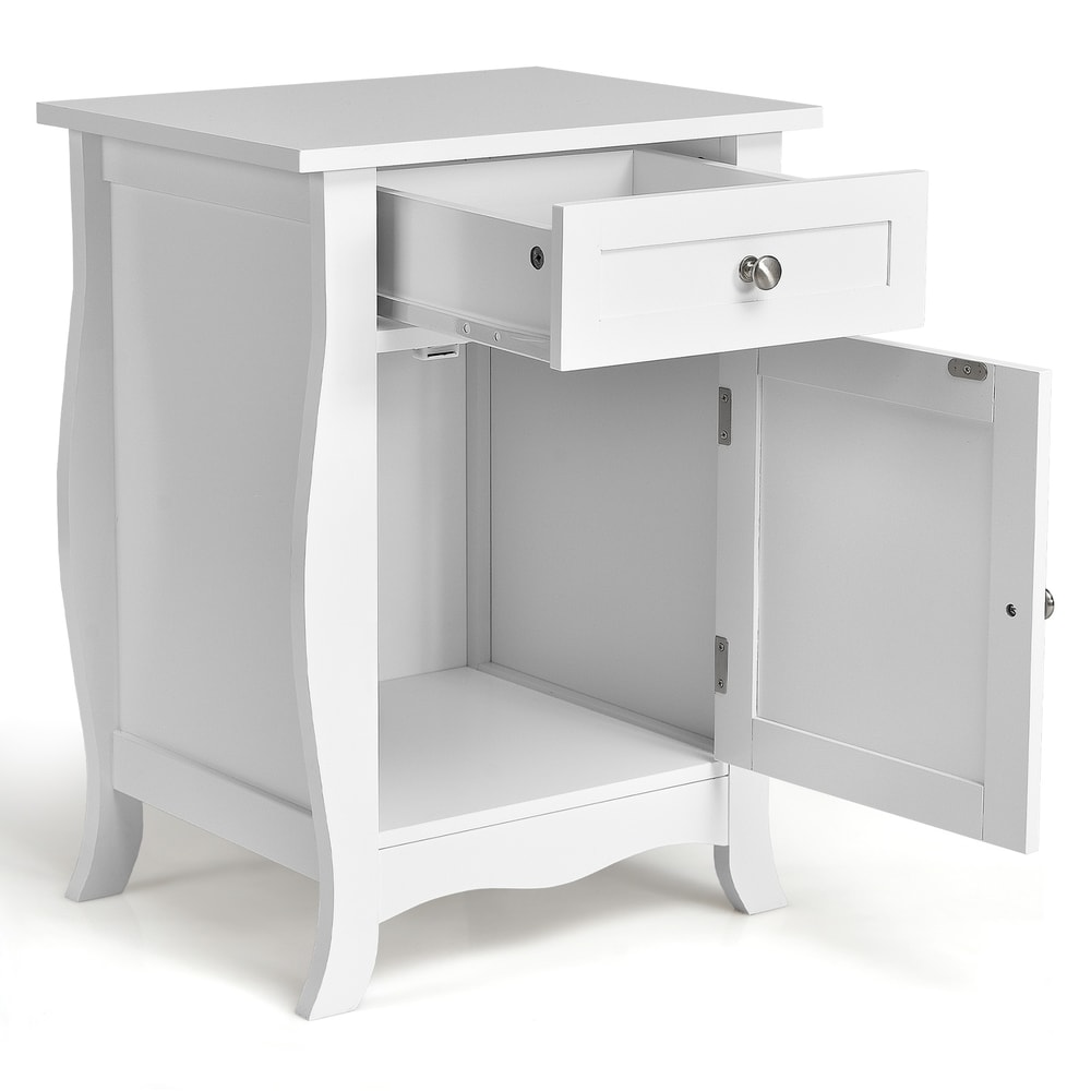 Modern Wooden Accent End Table Nightstand With Drawer And Storage Cabinet For Small Spaces 5