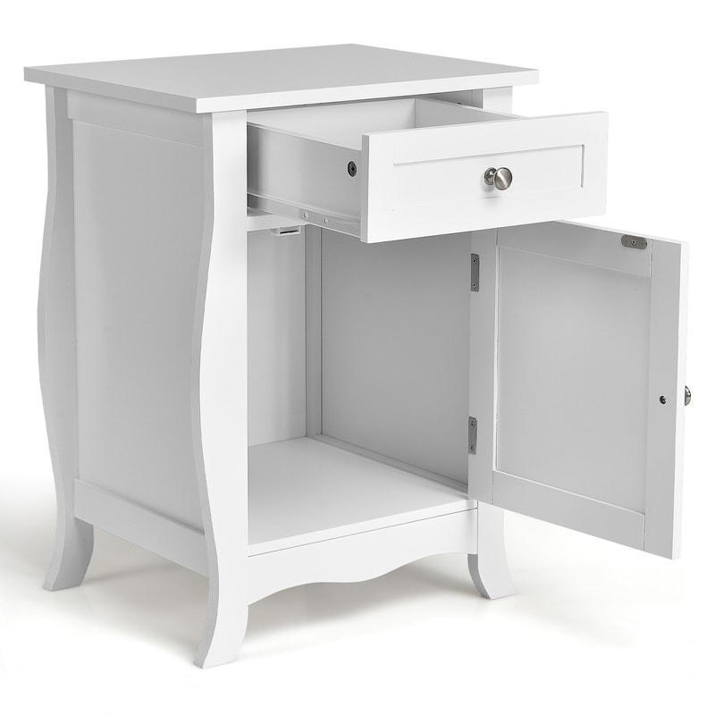 Modern Wooden Accent End Table Nightstand With Drawer And Storage Cabinet For Small Spaces 5