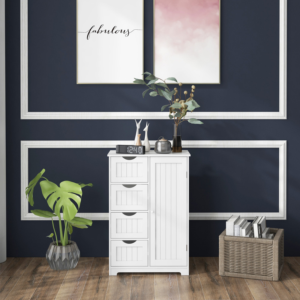 Wooden Storage Cabinet With Drawers And Door FreeStanding MultiPurpose Cupboard For Home Office Or  2
