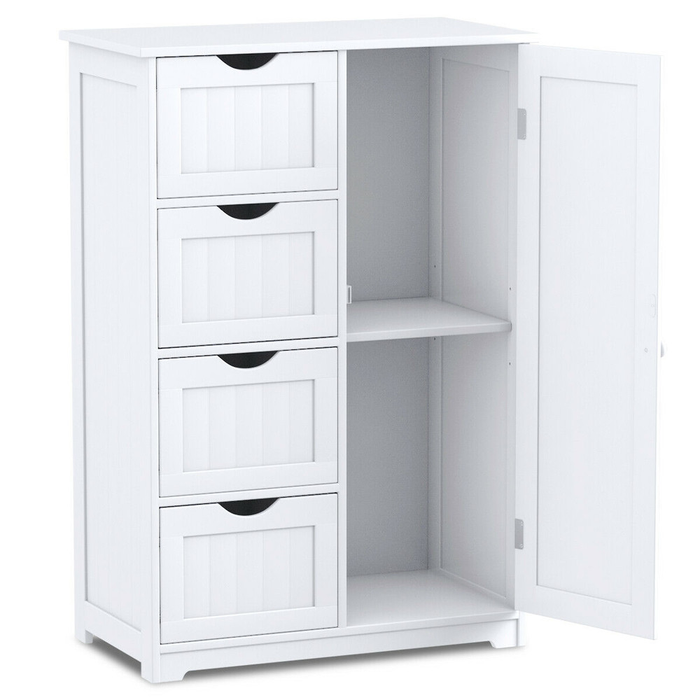 Wooden Storage Cabinet With Drawers And Door FreeStanding MultiPurpose Cupboard For Home Office Or  4