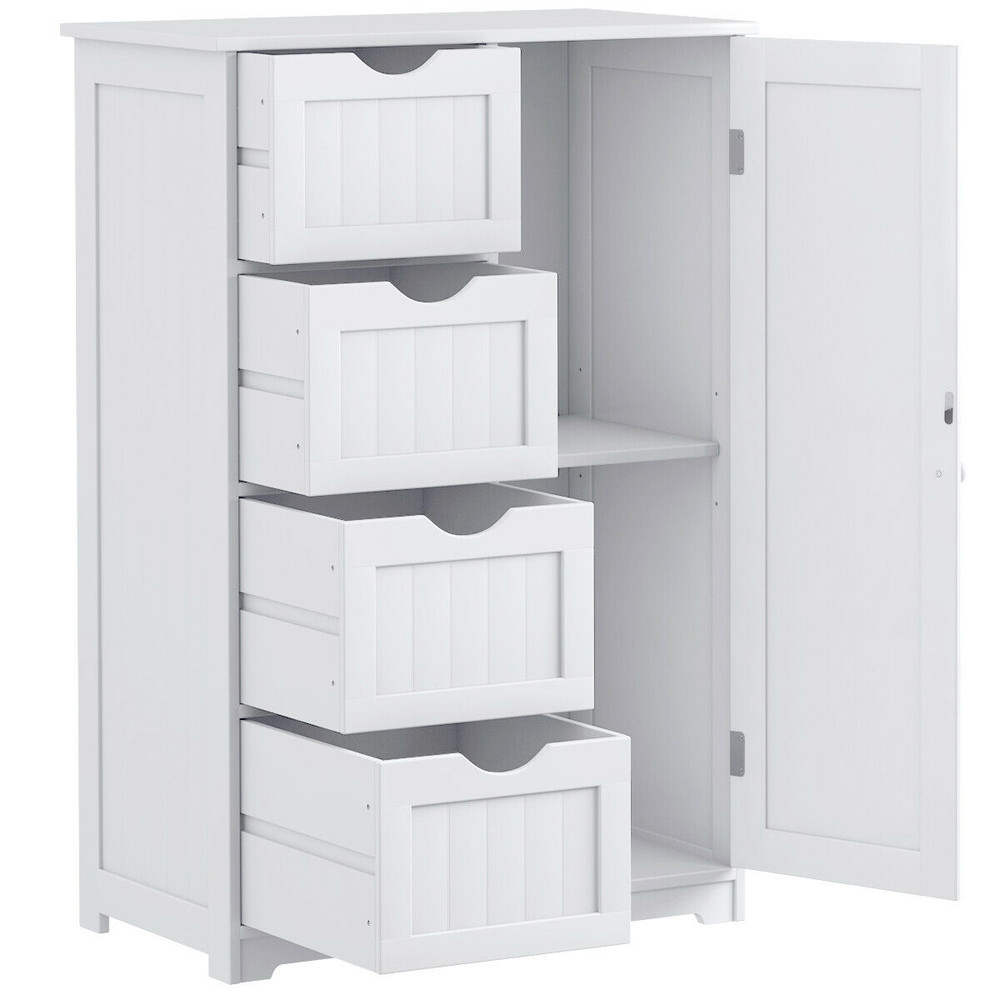 Wooden Storage Cabinet With Drawers And Door FreeStanding MultiPurpose Cupboard For Home Office Or  0
