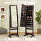 Standing Lockable Mirrored Jewelry Cabinet With LED Lights Floor Mirror Armoire With Storage Drawer 2