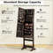 Standing Lockable Mirrored Jewelry Cabinet With LED Lights Floor Mirror Armoire With Storage Drawer 6