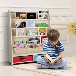 kids book and toys organizer shelves, sturdy storage solution for books, toys & more
