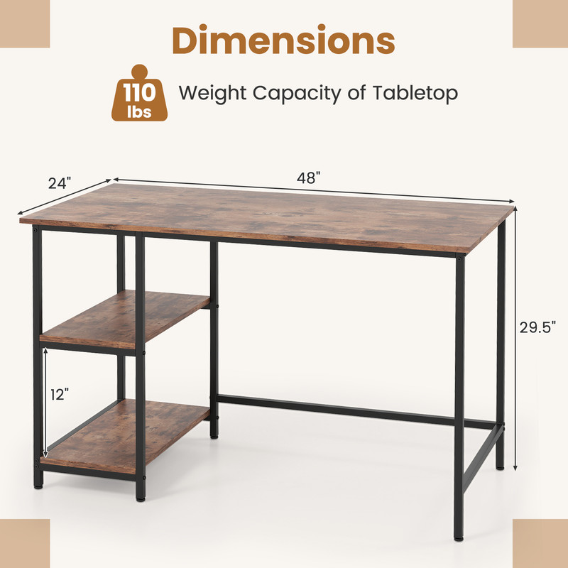 Modern 4755Inch Computer Desk Adjustable Shelf  Spacious Workstation For Study Or Office 3