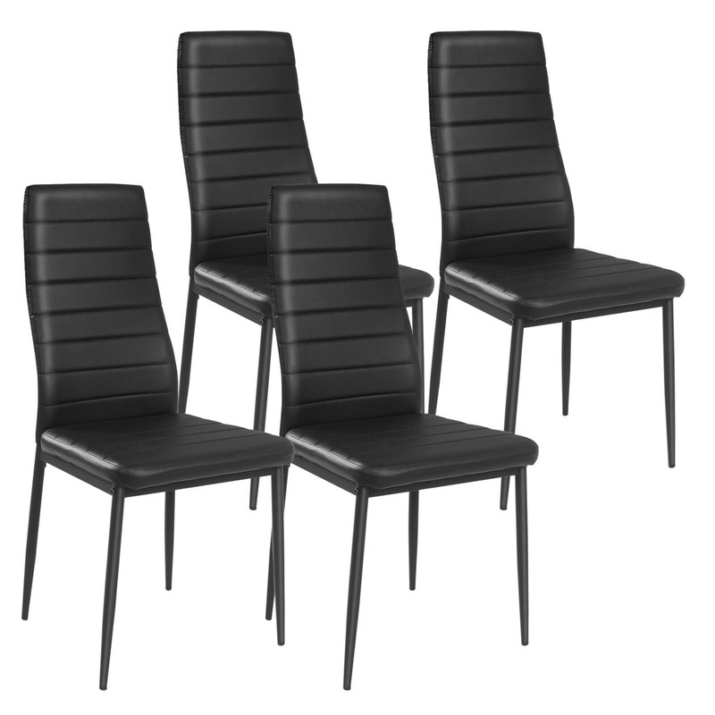 Stylish 4Piece Leather Dining Chairs Set Metal Frame Padded Seats AntiSlip Footpads For Home Or Re 5