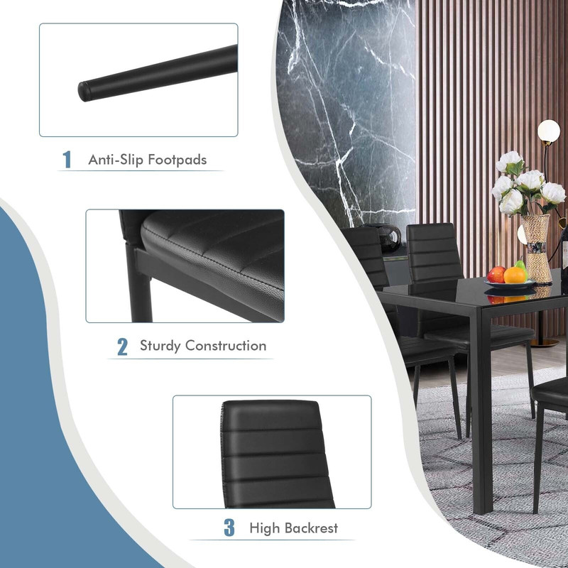 Stylish 4Piece Leather Dining Chairs Set Metal Frame Padded Seats AntiSlip Footpads For Home Or Re 4