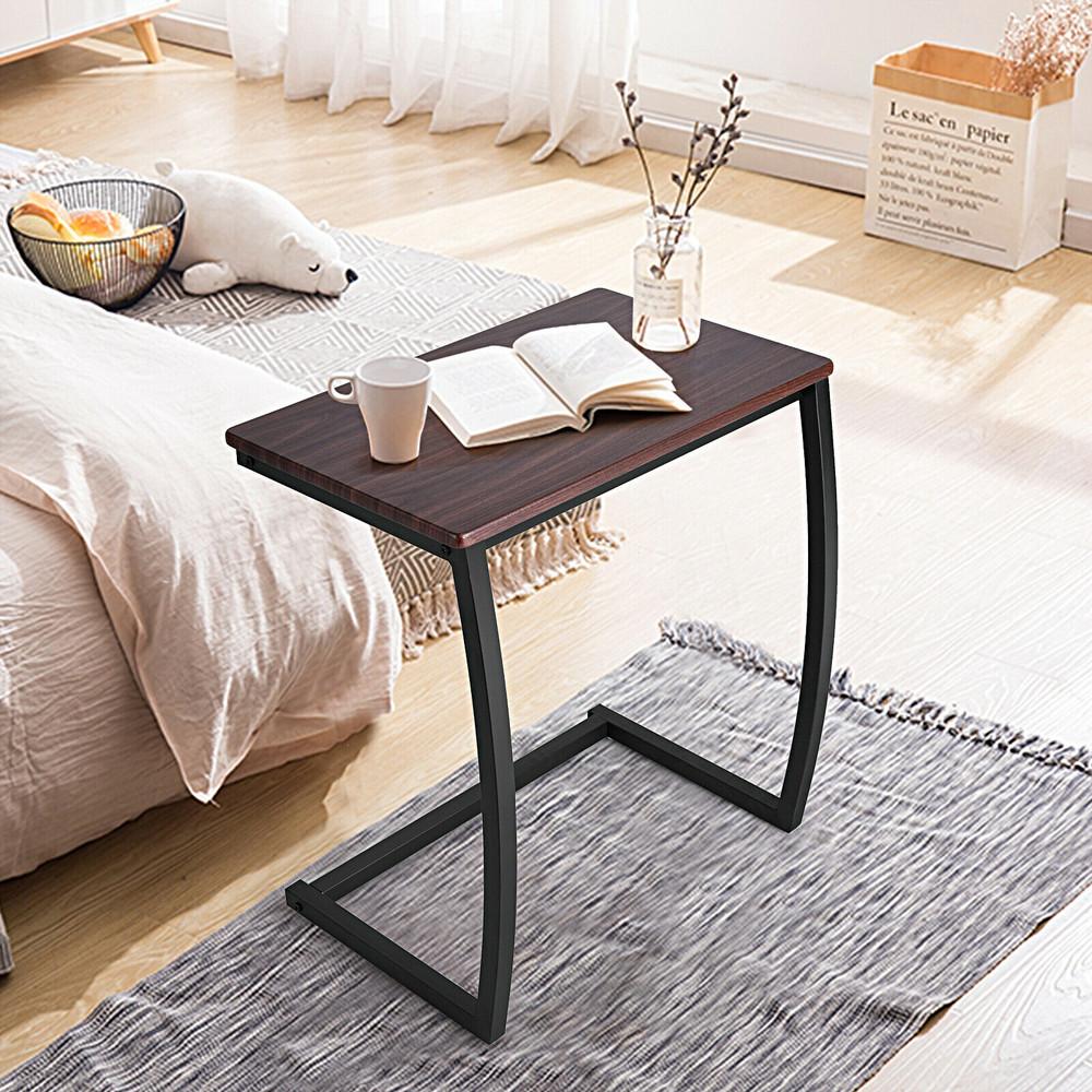 Steel Frame CShaped Sofa Side End Table Compact Durable  SpaceSaving 0