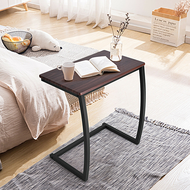 Steel Frame CShaped Sofa Side End Table Compact Durable  SpaceSaving 0