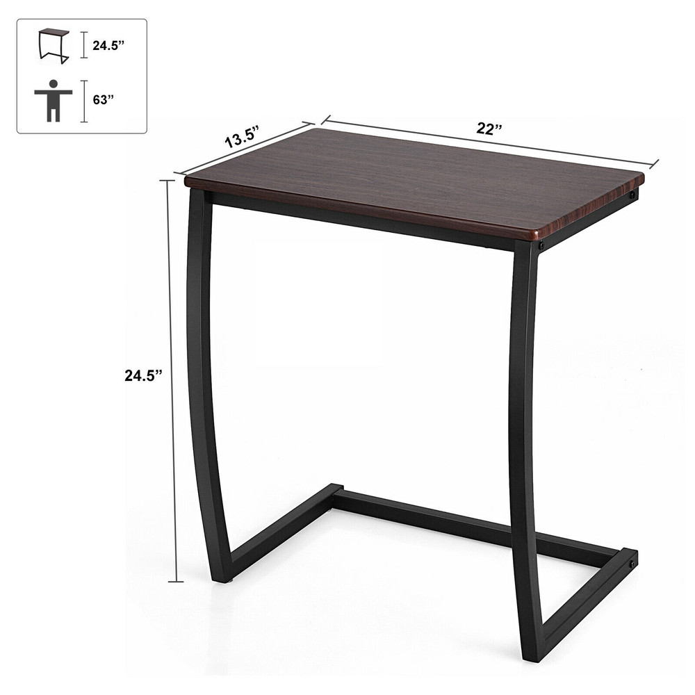Steel Frame CShaped Sofa Side End Table Compact Durable  SpaceSaving 6
