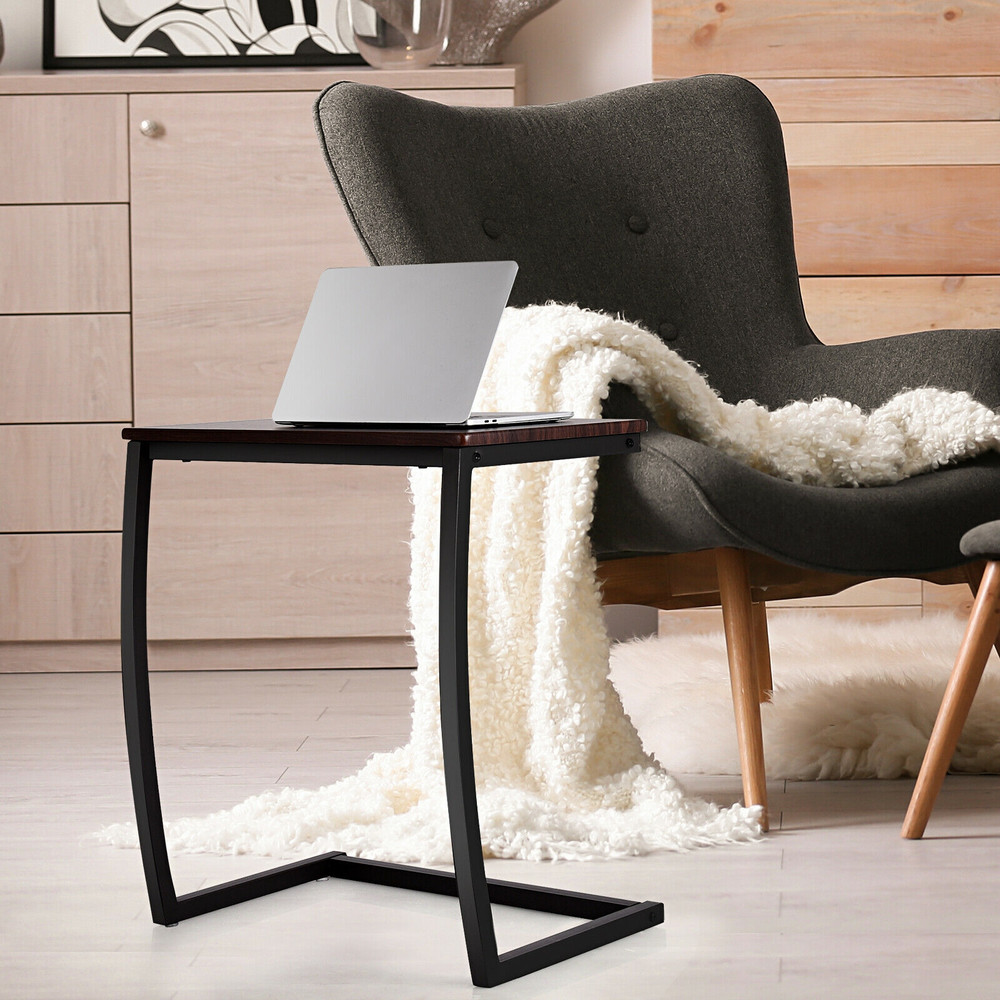 Steel Frame CShaped Sofa Side End Table Compact Durable  SpaceSaving 2