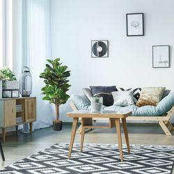 4 feet artificial fiddle leaf fig tree lifelike faux fiddle leaf plant in decorative planter for indoor decor