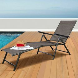 set of 2 adjustable chaise lounge chair with 5 reclining positions