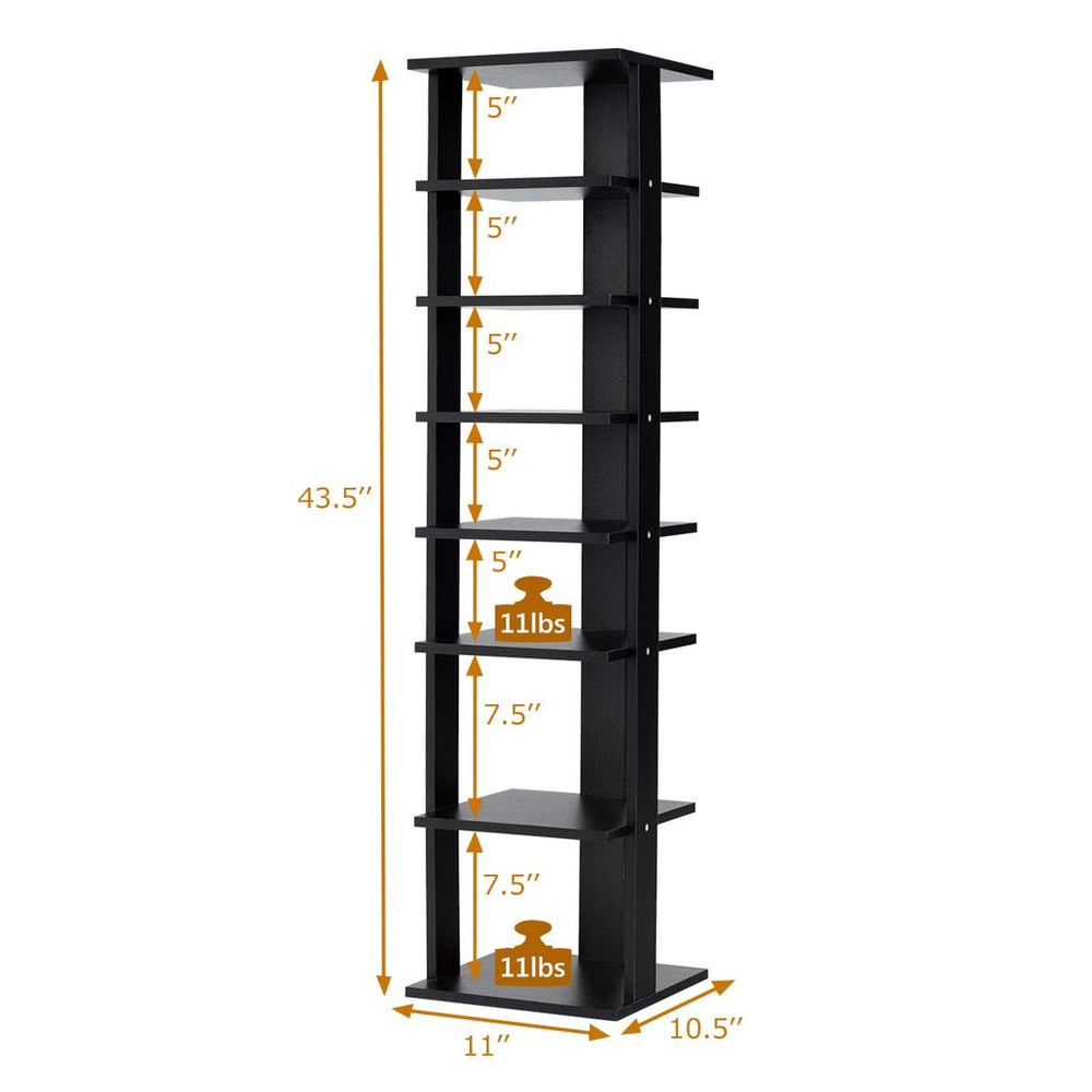 7 Tier Shoe Rack Practical Free Standing Shelves for Organized Storage, Space Saving Vertical Design