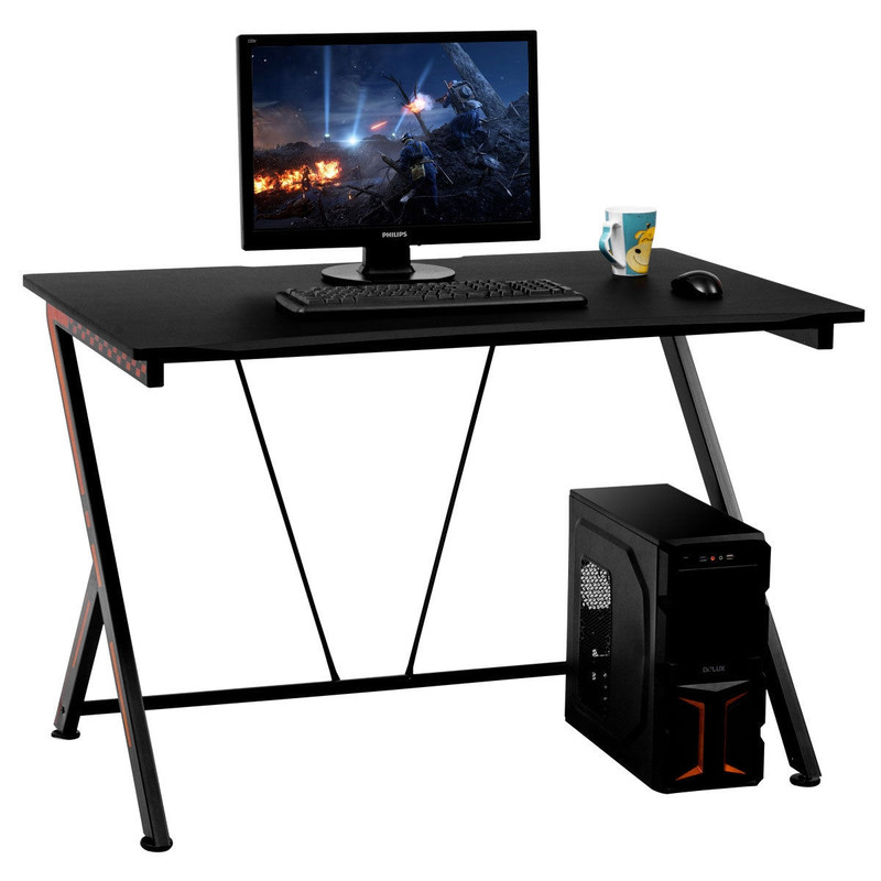 Home Office Modern Ergonomic Study Computer Desk for Small Space Sturdy Compact Workstation Table for Bedroom, Apartment