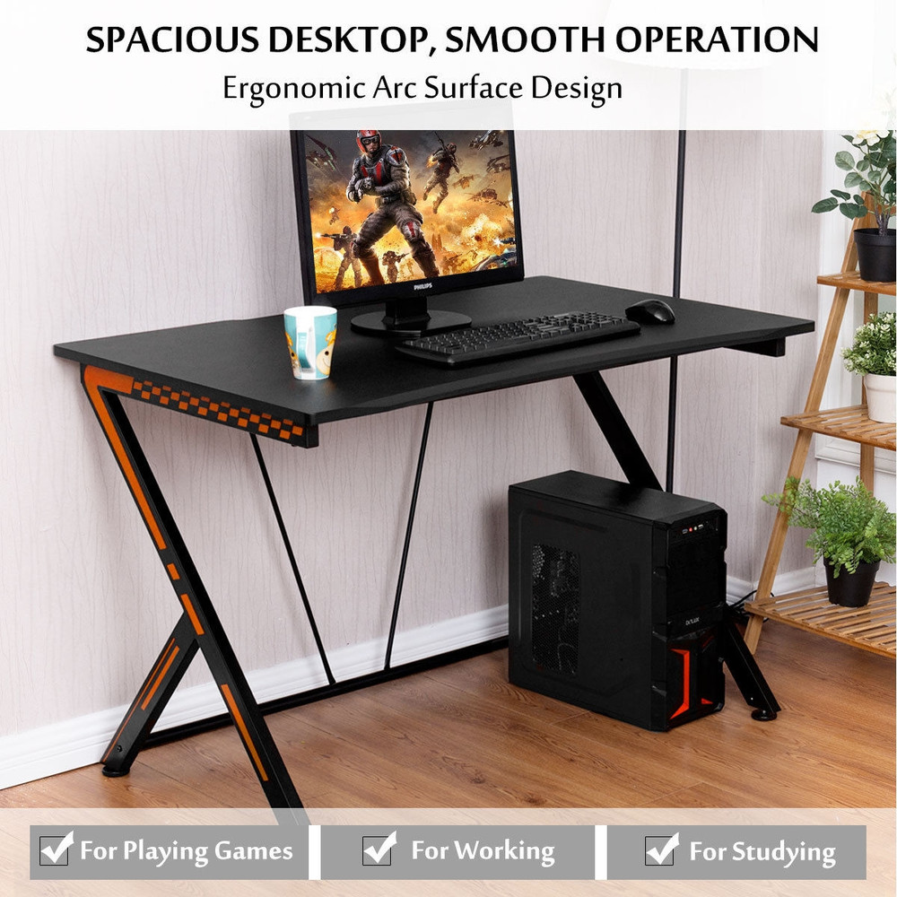 Home Office Modern Ergonomic Study Computer Desk for Small Space Sturdy Compact Workstation Table for Bedroom, Apartment