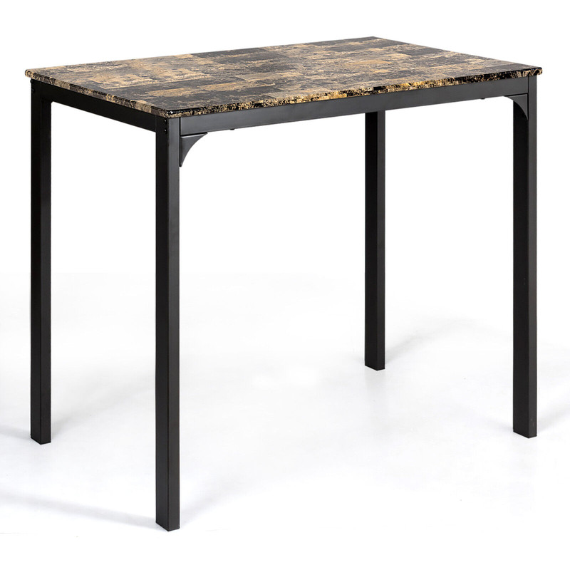 3 Pieces Dining Table Set with Faux Marble Tabletop and 2 Chairs, Small Space Kitchen Breakfast Nook Furniture