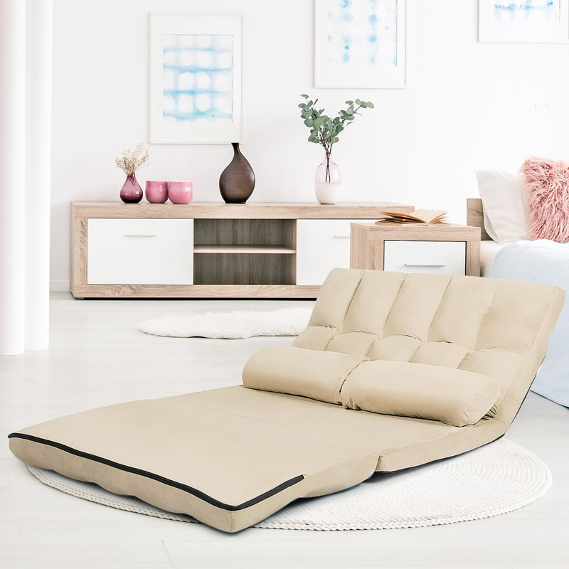 6-Position Foldable Floor Sofa Bed Adjustable Recliner with Pillows, Convertible Gaming Lounge Chair for Bedroom